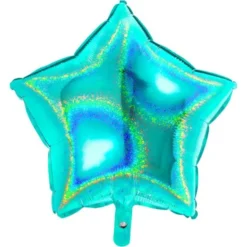 Holografisk Folieballong Stjärna Tiffany Blå