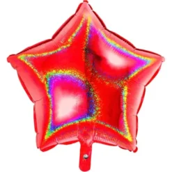 Holografisk Folieballong Stjärna Röd
