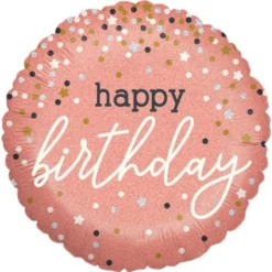 Holografisk Happy Birthday Ballong Rosa