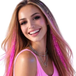 Hårslingor Glitter Rosa (3-pack/͏50 cm)