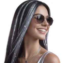 Hårslingor Glitter Silver (3-pack/͏50 cm)