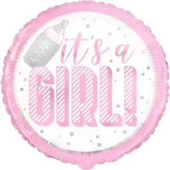 It's a Girl Folieballong Rosa & Vit