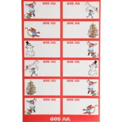 Juletiketter Pippi Långstrump 60-pack