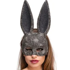 Kanin Halvmask med Strass