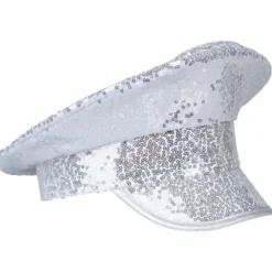 Kaptensmössa med Paljetter Silver