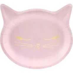 Katt Papptallrikar Rosa