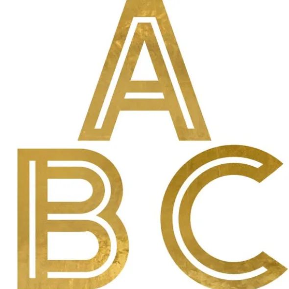 Klistermärken Guld Alfabetet