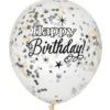 Konfettiballonger Happy Birthday Svart