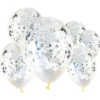Konfettiballonger Silver 6-pack