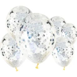 Konfettiballonger Silver 6-pack
