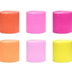 Kräppapper Rosa/Orange/Gul 6-pack