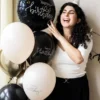 Latexballonger Happy Birthday Svart/Olivgrön/Krämvit 6-pack