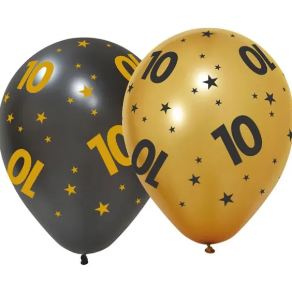 Latexballonger med Stjärnor & Siffran 10 6-pack