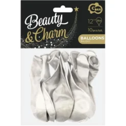 Latexballonger Metallic Vit
