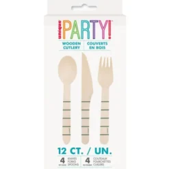 Linjerade Träbestick 12-pack