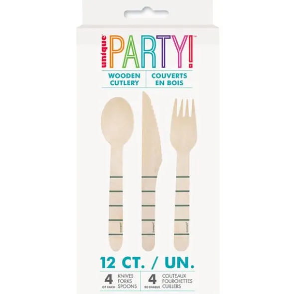 Linjerade Träbestick 12-pack