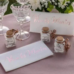 Liten Glasflaska Just Married Roseguld