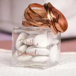 Liten Glasflaska Just Married Roseguld