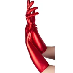 Långa Handskar Metallic Röd 43 cm