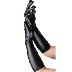 Långa Handskar Metallic Svart 43 cm