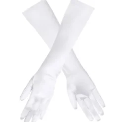 Långa Handskar Satin Vit