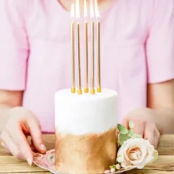 Långa Tårtljus Guld Metallic