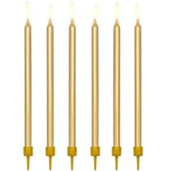 Långa Tårtljus Guld Metallic