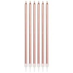 Långa Tårtljus Metallic Roséguld