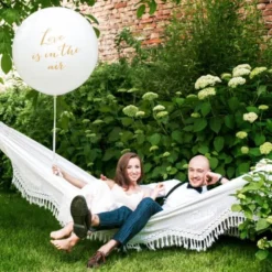 Love Is In The Air Gigantisk Ballong Vit och Guld