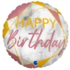 Marble Happy Birthday Holografisk Ballong Rosa