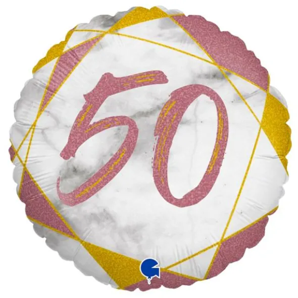 Marble 50 Holografisk Ballong Rosa