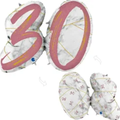 Marble 30 Holografisk Ballongsiffra Rosa