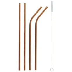 Metallsugrör Set Roséguld