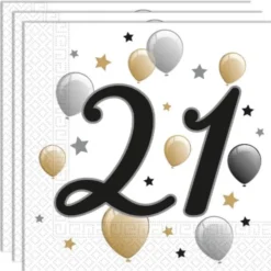 Milestone Happy Birthday 21 Års Servetter