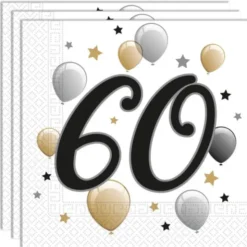 Milestone Happy Birthday 60 Års Servetter