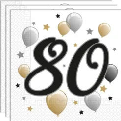 Milestone Happy Birthday 80 Års Servetter