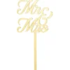 Mr & Mrs Cake Topper Guld