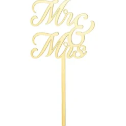 Mr & Mrs Cake Topper Guld