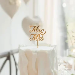 Mr & Mrs Cake Topper Guld