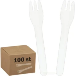 Pappersgafflar Vit 15 cm 100-pack