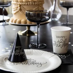 Pappersservetter Happy Birthday Svart 20-pack