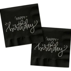 Pappersservetter Happy Birthday Svart 20-pack