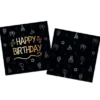 Pappersservetter Happy Birthday Svart 16-pack