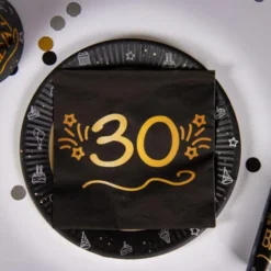 Pappersservetter Svart 30 år 16-pack