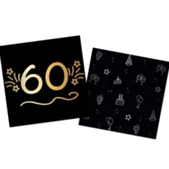 Pappersservetter Svart 60 år 16-pack