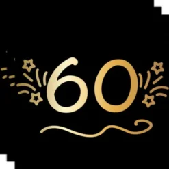 Pappersservetter Svart 60 år 16-pack