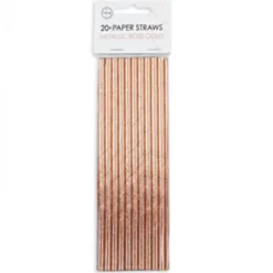 Papperssugrör Metallisk Roséguld