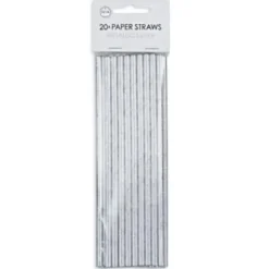 Papperssugrör Metallisk Silver