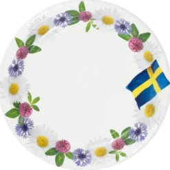 Papperstallrikar Blommor/Svenska Flaggan 8-pack