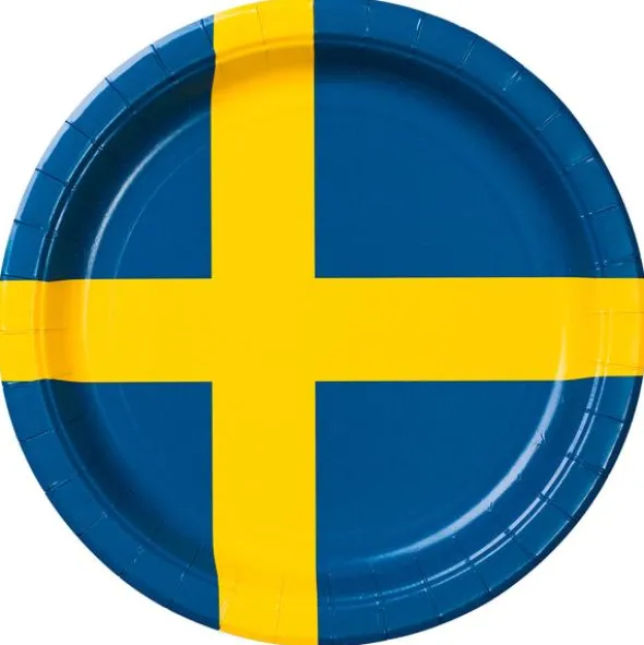 Papperstallrikar Svenska Flaggan 8-pack